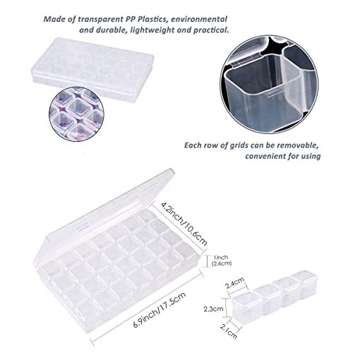 Perzomido 2 Pack 28 Slots Plastic Craft Organizer Case Diamond Storage Box(2pcs)
