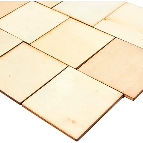 Juvale 60 Pieces 2x2 Wood Squares for DIY Crafts, Unfinished Wooden Cutout Tiles for Painting