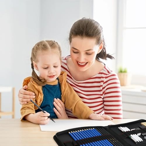 LUCYCAZ Drawing Sketch Set with Sketching, Graphite and Charcoal Pencils, Art Kit and Supplies for Kids, Teens and Adults