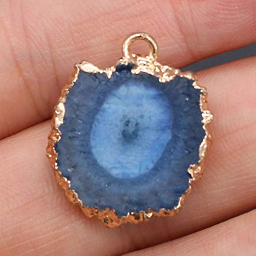 LHJ 5PCS Natural Agate Sheet Pendants Irregular Round Mixed Color Gemstone Stone Pendants Charms Pendants for Necklace Bracelet Jewelry Making