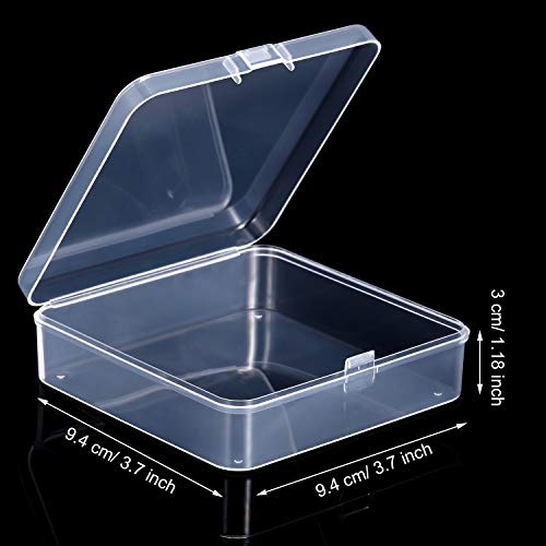 SATINIOR 12 Pack Clear Plastic Beads Storage Containers Box with Hinged Lid for Beads and More (3.70 x 3.70 x 1.18 Inch)