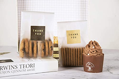 LOKQING Cellophane Treat Bags Cookie bags for Packaging Clear Gift Bags with Stickers for Cookies,Candy,Chocolates(100PACK,9x3.2inch)