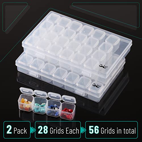 Mr. Pen-28 Grids, 2 Pack, Bead Storage Containers with 160pcs Label Stickers, Diamond Art, Bead Box, Diamond Painting Organizer