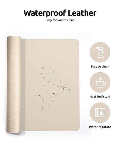 YSAGi Leather Desk Pad Protector, Office Desk Mat, Large Mouse Pad, Non-Slip PU Leather Desk Blotter, Waterproof Laptop Desk Writing Pad for Office and Home (23.6" x 13.8", Eggshell)