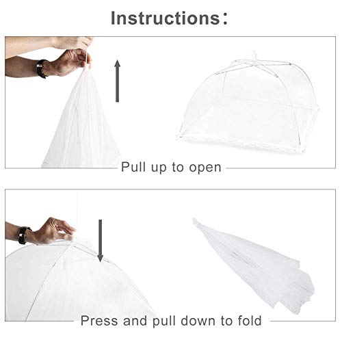 (6 Pack) Omont Pop-Up Food Cover Tents, 17 Inch X17 Inch Food Mesh Cover, Reusable and Collapsible Outdoor Picnic Food Cover Net,Suit for Parties Picnics,BBQs
