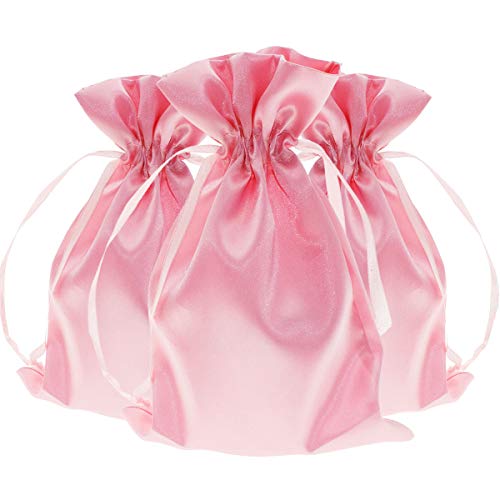 Knitial 3" x 4" Satin Pink Gift Bags, Jewelry Bags, Wedding Favor Drawstring Bags Baby Shower Christmas Gift Bags 50 per Pack