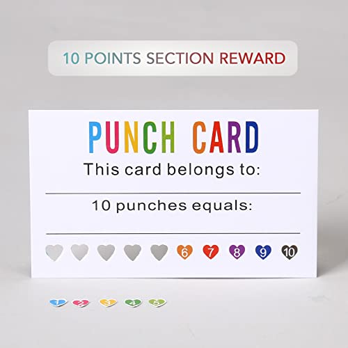 ONEDONE Punch Cards 200 Pack Reward Punch Cards with Heart Shape Hold Puncher Behavior Incentive Awards for Kids Students Teachers Home Classroom School Business Loyalty Gift Cards - 3.5" x 2"