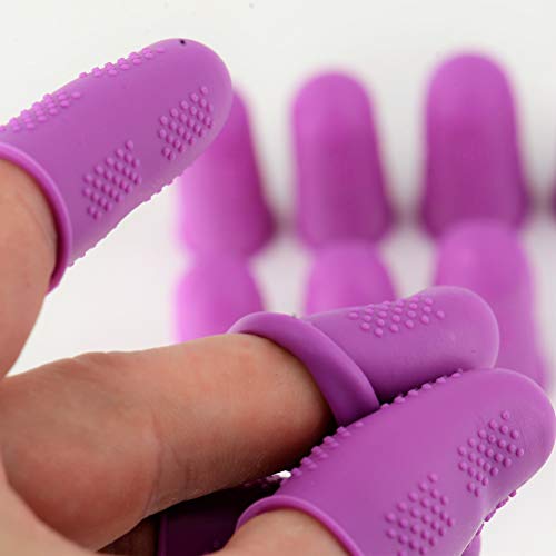 Finger Protectors [Flex Series - 12-Pack] Silicone Non-Stick Finger Covers | Purple | Small (6) / Medium (6) for Hot Glue | Sewing | Adhesives | Scrapbooking