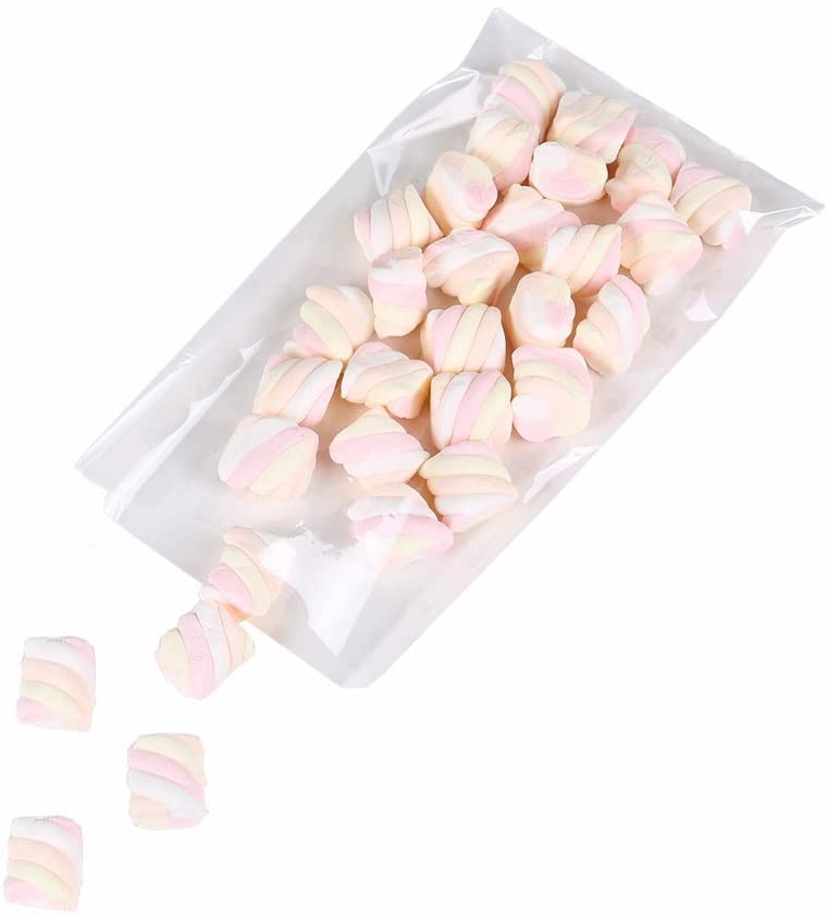 Brandon-super 100 Pcs 8 in x 6 in Clear Flat Cello Cellophane Treat Bags Good for Bakery,Popcorn,Cookies, Candies,Dessert, Birthday 1.4mil.Give Metallic Twist Ties!