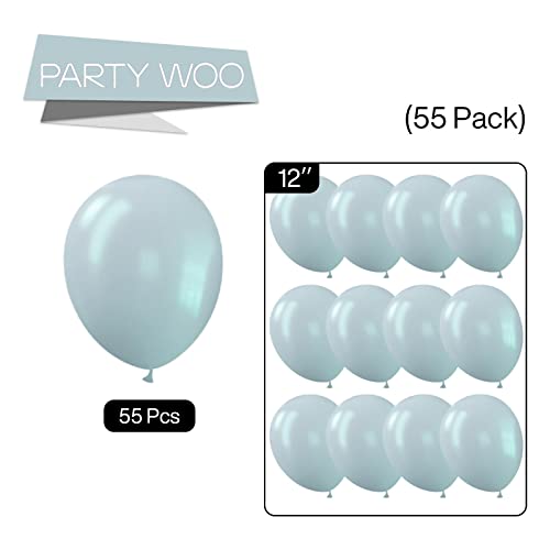 PartyWoo Pale Aqua Balloons, 50 pcs 12 Inch Boho Blue Balloons, Pale Blue Balloons for Balloon Garland or Balloon Arch as Party Decorations, Birthday Decorations, Baby Shower Decorations, Blue-F28-M