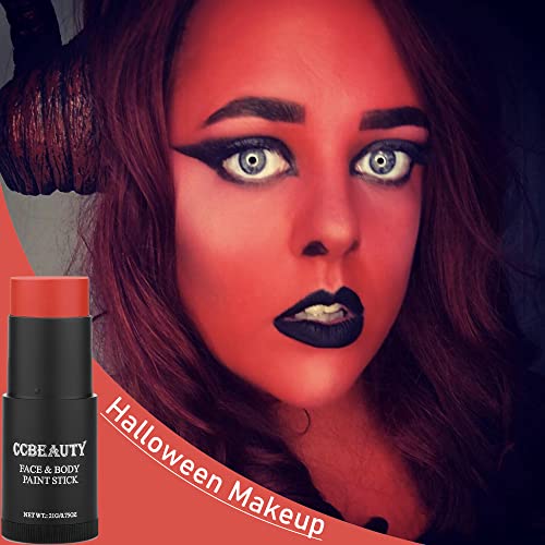 CCbeauty Professional Face Body Paint Oil 12 Colors Halloween Art Party Fancy Make Up Set with 10 Blue Brushes,Light