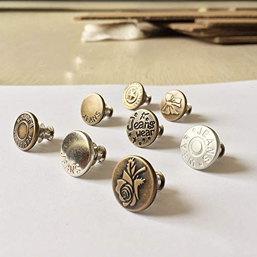 Taoqiao [Upgraded] 8 Sets Perfect Fit Instant Button, Adjustable Jeans Button Instant, 1 inch Buttons Adds Or Reduces an Inch to Any Pants Waist in Seconds