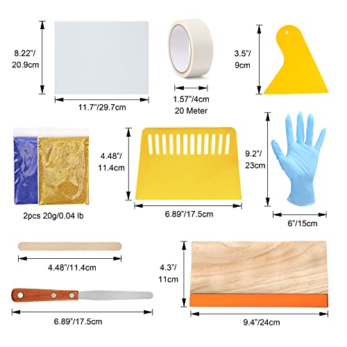 Pllieay 26Pcs Screen Printing Starter kit, 3 Different Size Wood Silk Screen Printing Frames with 110 Mesh, Screen Printing Squeegees, Inkjet Transparency Film, Ink Knife, Mask Tape, Fine Glitter
