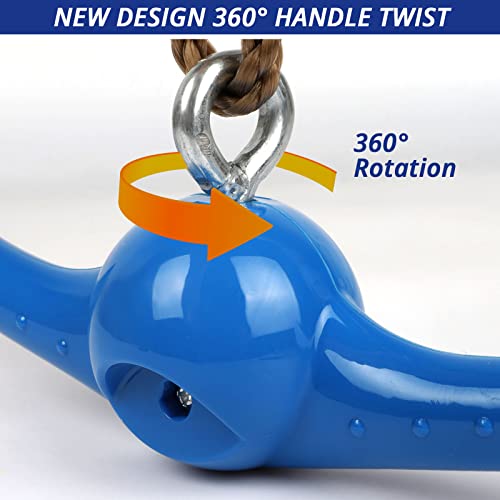 YAMIPROBI Ninja-Twister Swing Spins Set: Slackline Attachments - 360° Handle Twist-Spin Flips Toy Activate Ninja Powers Warrior Accessories Kids Hang Toys for Playground Backyard Blue