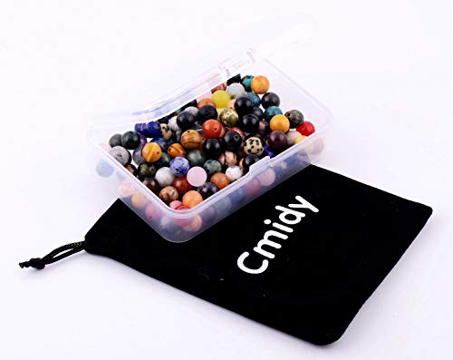 Natural Stone Beads 100pcs Round Genuine Real Stone Beading Loose Gemstones Hole Size 1mm DIY Smooth Bead for Bracelet Necklace Earrings Jewelry Making (Natural Stone Beads Multicolor, 8mm)