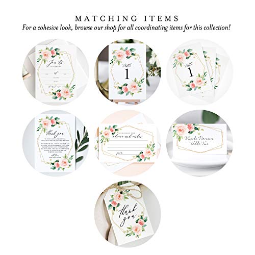 Bliss Collections All Occasion Invitations with Envelopes, Geometric Floral, Cards for Your Wedding, Reception, Bridal or Baby Shower, Engagement and Birthday Party, 5"x7" (25 Invitations and Envelopes)