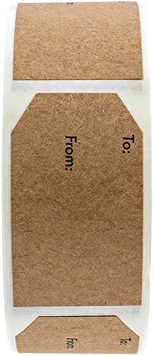 1.15" x 2" Natural Brown Kraft to and from Gift Tag Stickers / 500 Brown Kraft to from Present Labels/Christmas Holiday Present Labels/Made in The USA