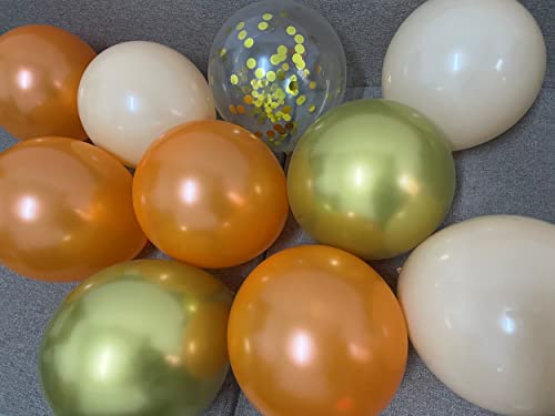 Orange Gold Nude Balloons – Metallic Orange Cream Gold Balloons for Birthday Harvest Graduation Anniversary Party Decorations (Orange + gold)