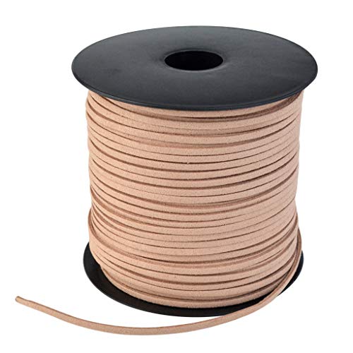 Wobe 100 Yards Suede Cord, Leather Cord 2.6mm x 1.5mm Suede Lace Faux Leather Cord with Roll Spool for Bracelet Necklace Beading DIY Handmade Crafts Thread (Brown)