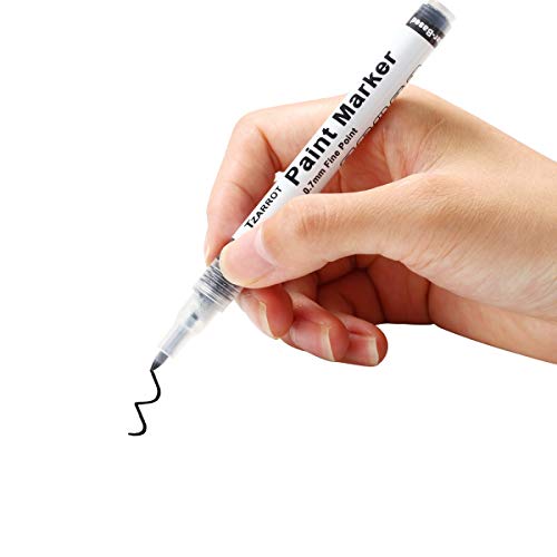 White Paint Pen, 8 Pack 0.7mm Acrylic Paint Pens with 2 White 2 Black 2 Gold 2 Silver Paint Pen Permanent Marker for Wood Rock Fabric Metal Plastic Ceramic Acrylic Paint Markers Extra Fine Tip