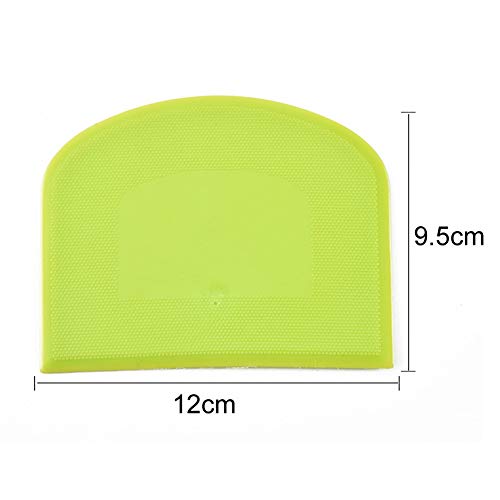 lasenersm 2 Pieces Dough Scraper Bowl Food-safe Plastic Dough Cutter Flexible Bench Multipurpose Food Scrappers for Bread Dough Cake Fondant Icing, White, Green