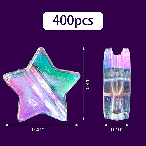 OIIKI 400 PCS Acrylic Star Shape Beads, Star Shape Charming Beads, Clear Acrylic 10mm Beads for DIY Jewelry Craft Making Necklace Bracelet Supplies (4 Pack x 100 PCS)