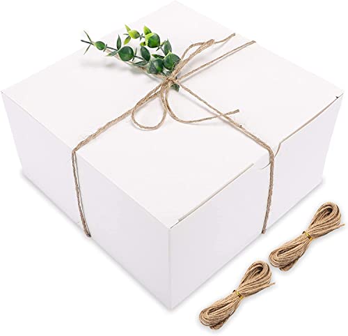 Moretoes White Gift Boxes 12pcs 8x8x4 Inches, Paper Gift Box with Lids for Wedding Present, Bridesmaid Proposal Gift, Graduation, Holidays, Birthday Party Favor, Engagements