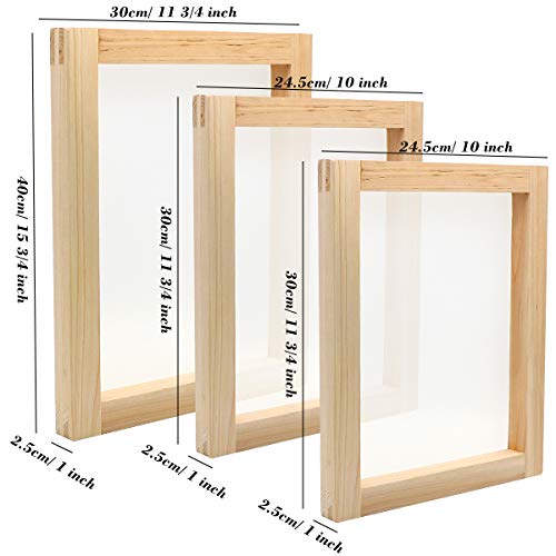 Angela&Alex 21 Pieces Screen Printing Starter Kit, 10 x 14 Inch Wood Silk Screen Printing Frame White Mesh Squeegees Inkjet Transparency Film and Mask Tape