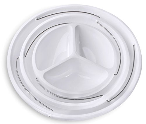 Masirs Collapsible Bowl, 3 Tier, The Decorative Plastic Bowls Twist Down & Fold Inside, Minimal Storage Space, Perfect for Serving Snacks, Salad and Fruit, The Top Bowl is Divided into Three Sections