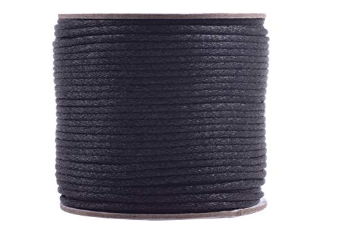 KONMAY 50 Yards 2.0mm Nylon Rattail Satin Silk Trim Cord Beading String for Chinese Knotting, Kumihimo, Beading, Macramé, Jewelry Making, Black