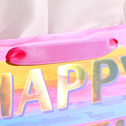 SUNCOLOR 13" Large Gift Bag with Card and Tissue Paper (Colorful Happy Birthday)