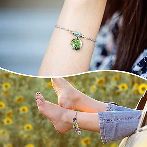 Hicarer Dried Flower Pendant Dried Flower Tree Charms Resin Dried Pressed Flower Pendant Lacework Transparent Glass Ball Beads Round Floating Pendant Mixed Colors for Making Jewelry DIY Craft (20)