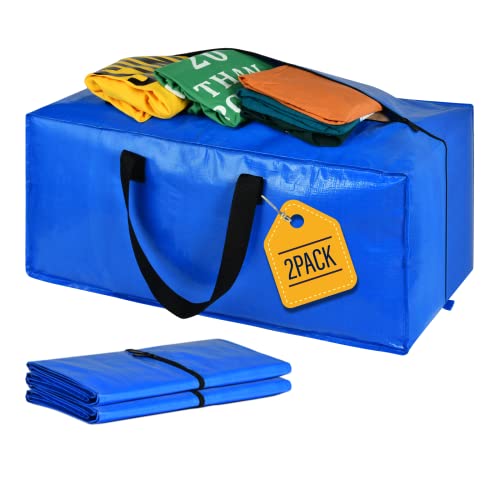 Moving Bags, Storage Totes, Extra Large Storage Bags for Moving Supplies, College Dorm Essentials, Bedroom Closet, Packing Bags with Backpack Handles Zipper Compatible with IKEA Frakta Cart（2 Pack）