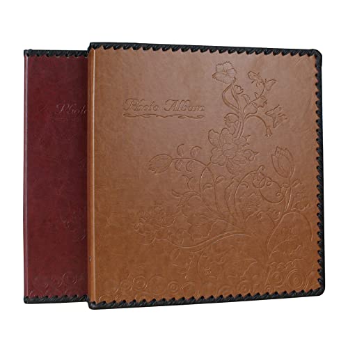 Beautyus Photo Album Book, Family Album, Leather Cover, Holds 3x5, 4x6, 5x7, 6x8, 8x10 Photos (Brown)