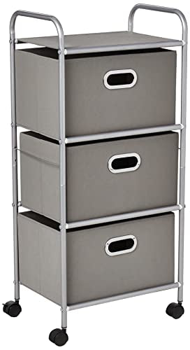 Honey-Can-Do 3 Drawer Rolling Cart - Gray CRT-06248 Grey 11.5 in L x 16.125 in W x 35.5 in H (29.2 cm L x 41 cm W x 90.2 cm H)