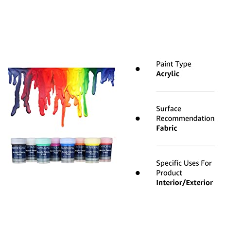 individuall Premium Fabric & Textile Paints Professional Grade Clothing Paint Set Art and Hobby Paints Craft Paint Set with 8 x 20 ml / 0.7 fl oz Vivid Colors for Beginners, Students, & Artists
