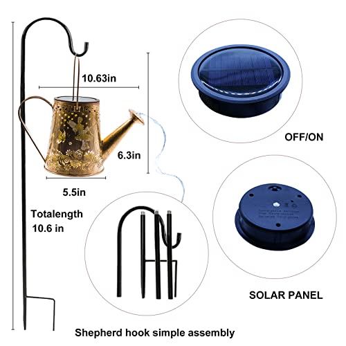 YJFWAL Solar Watering can with Lights, Unique Gifts for Mom Grandma Women Birthday, Waterproof Gardening Gifts Watering Can with Cascading Lights Outdoor Decor for Garden Patio Yard Pathway Backyard