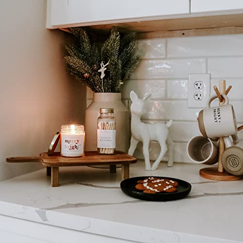 Sweet Water Decor Merry and Bright Soy Candle | Bayberry, Clove, Nutmeg, Ginger, Cypress, Cedar, Balsam Fir and Musk Scented Candles for Home | 9oz Clear Jar, 40+ Hour Burn Time, Made in The USA
