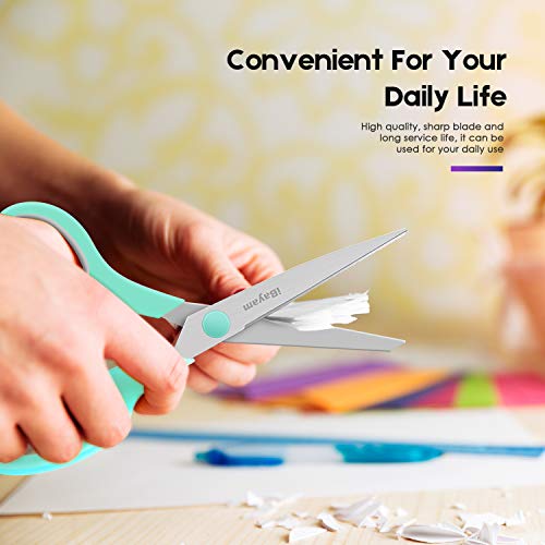 Scissors, iBayam 8" Multipurpose Scissors Bulk 3-Pack, Ultra Sharp Blade Shears, Comfort-Grip Handles, Sturdy Sharp Scissors for Office Home School Sewing Fabric Craft Supplies, Right / Left Handed