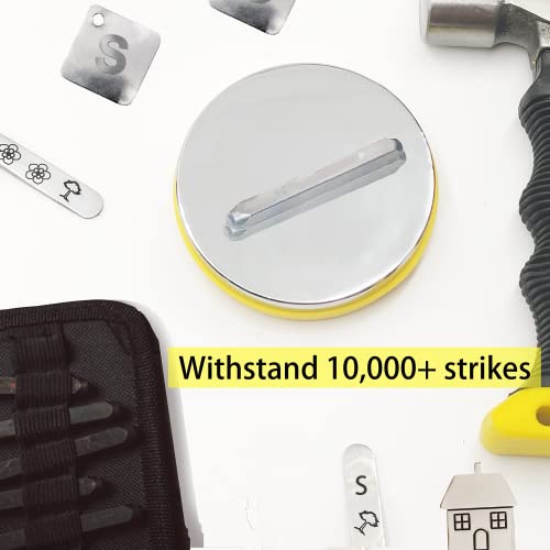 Steel Bench Block and Metal Stamping Hammer Kit, No-Rebound Metal Bench Block, Jewelry Stamping Hammer, Jewelry Metal Stamping Tools for Jewelry Making & Metal Stamping