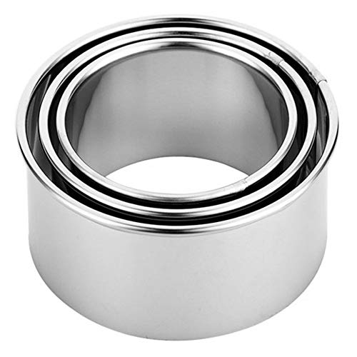 Cookie Cutters - Biscuit Cutters/Stainless Steel Dumpling Cutters/Cake Pastry Cutters/Cake Cookie Scone Cutters Molds stamps for Cooking Baking (3Pcs, Round Edge)