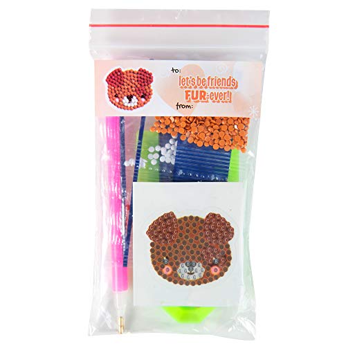 Valentines Day Cards for Kids Classroom -Pet Buddies Diamond Painting Kits (24ct)-Perfect Valentines Day Gifts for Kids School Exchange w Boys & Girls-Each Includes Animal Gem Craft Activity & Sticker