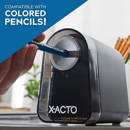 X-ACTO Pencil Sharpener, Mighty Mite Electric Pencil Sharpener, With Pencil Saver, SafeStart Motor, Black, 1 Count