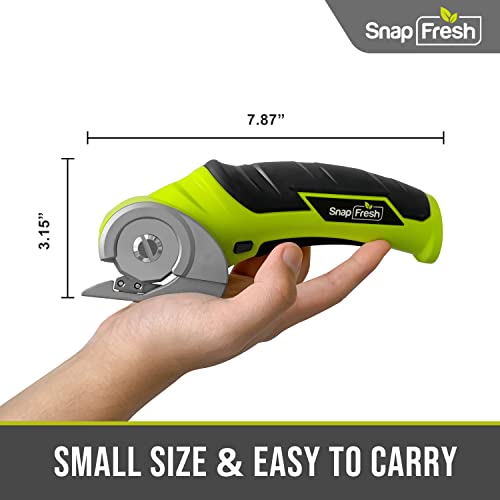 SnapFresh Cordless Electric Scissors, 4V Electric Mini Cutter, Carpet and Cardboard Cutter with a Replacement Blade, Rotary Cutter for Cardboard Packages Leather Plastic