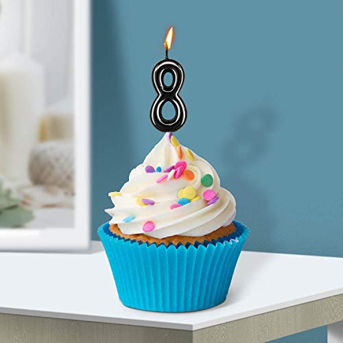 Beanlieve Black Numeral Birthday Candles - Cake Numeric Candles Number 0 1 2 3 4 5 6 7 8 9,Used for Cake Decoration on Birthday Parties and Wedding Anniversary Celebrations(10 Pieces)