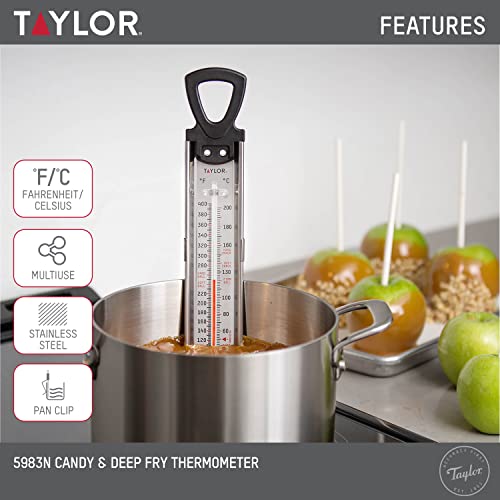 Taylor Stainless Steel Candy Deep Fry Food Cooking Kitchen Analog Thermometer, 12 Inches