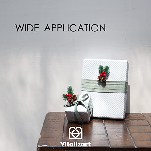 Vitalizart Dusty Green Velvet Ribbon Set 3/8"" x 15Yd Wooden Spool Fabric Trim Eco-Friendly 3 Rolls * 5Yd for Christmas Wreath Decoration Handmade Craft Ornaments Gift Wrapping & Bow Making