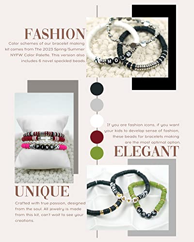 Velavior 7500 Pcs Clay Beads Bracelet Making Kit, 2 Boxes 24 Colors Polymer Heishi Beads for Jewerly Making, Alphabet Letter Spacer Smile Face Evil Eyes Beads, Craft Gift for Kids Teens Adults