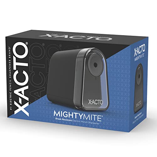 X-ACTO Pencil Sharpener, Mighty Mite Electric Pencil Sharpener, With Pencil Saver, SafeStart Motor, Black, 1 Count
