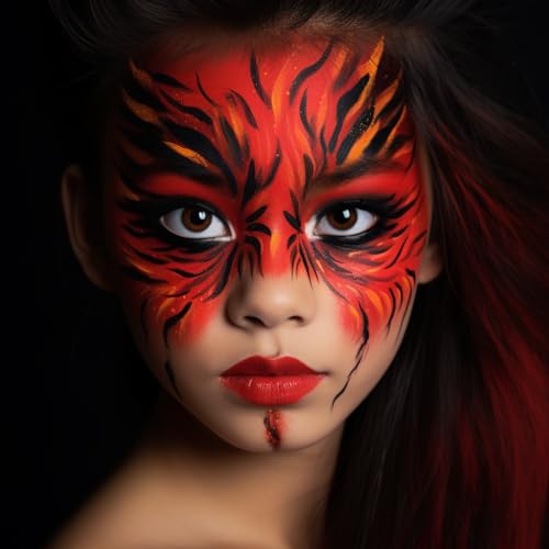 CCbeauty Professional Face Body Paint Oil 12 Colors Halloween Art Party Fancy Make Up Set with 10 Blue Brushes,Light